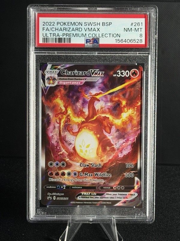 2022 POKEMON SWSH BLACK STAR PROMO #261 FULL ART/CHARIZARD VMAX PSA 8