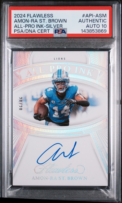2024 Panini Flawless Amon Ra St Brown All Pro Ink Auto /20 Lions PSA Auto 10