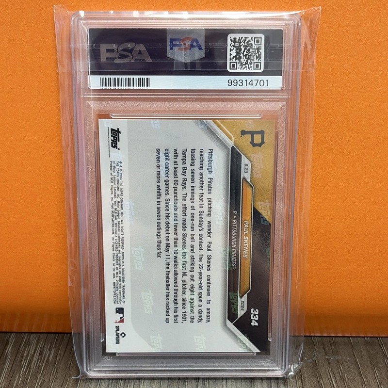 Topps 2024 Topps Now Paul Skenes Pittsburgh Pirates #334 Rookie PSA 10 /5121 view 2