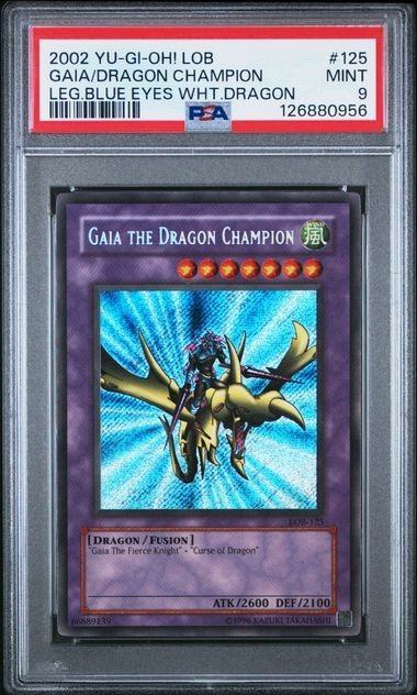 PSA 9 Yu-Gi-Oh! 2002 Gaia The Dragon Champion LOB-125 Secret Rare Yugioh [PSA]