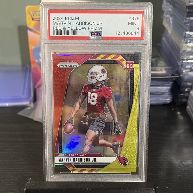 Panini Prizm 2024 Marvin Harrison Jr. RC #375 Red & Yellow Prizm /44 PSA 9