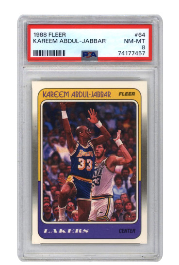 Kareem Abdul-Jabbar 1988-89 Fleer Basketball Los Angeles Lakers HOF #64 PSA 8