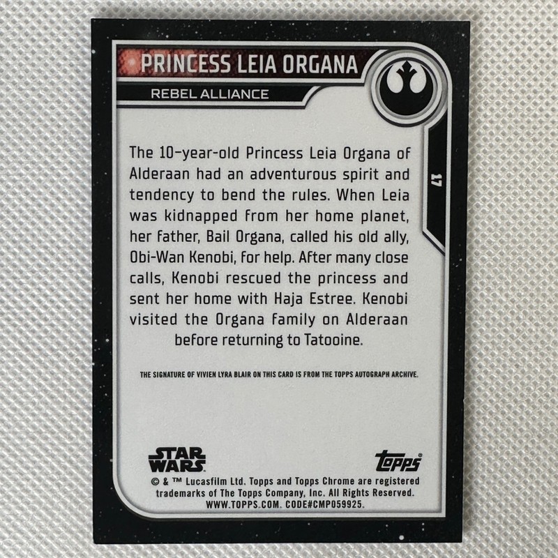 2023 Topps Chrome Star Wars #17 Princess Leia Vivien Lyra Blair Autograph view 2