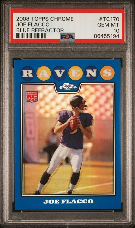 2008 Topps Chrome - Joe Flacco #TC170 Blue Refractor (RC) PSA 10