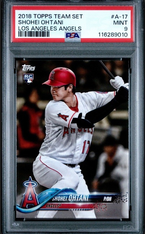 2018 Shohei Ohtani Topps Team Set A-17 Los Angeles Angels Dodgers Rookie PSA 9 