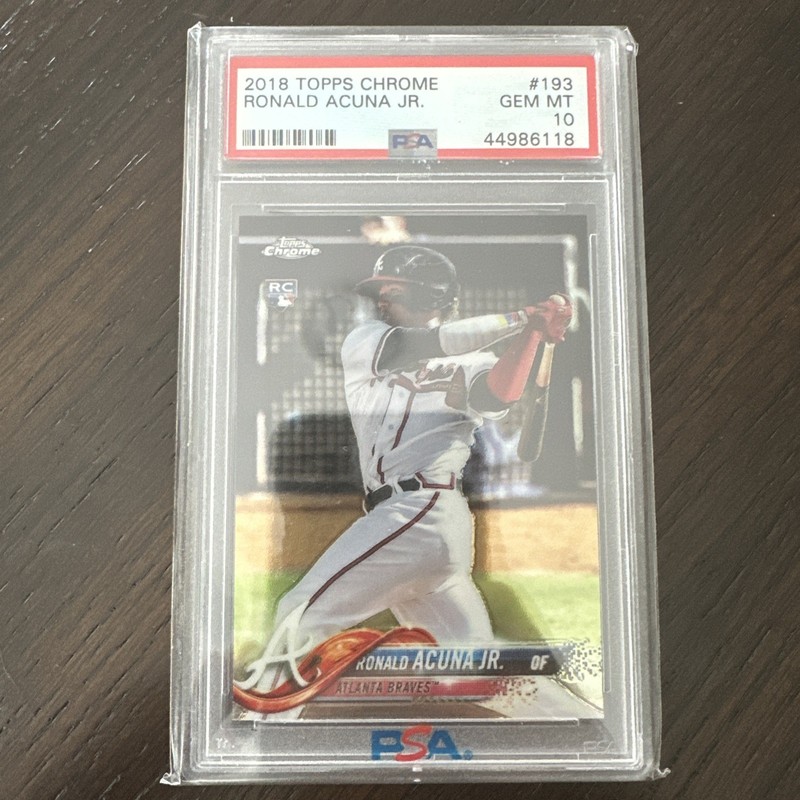 Topps 2018 Chrome Ronald Acuna Jr. Rookie #193 Braves PSA 10 view 1