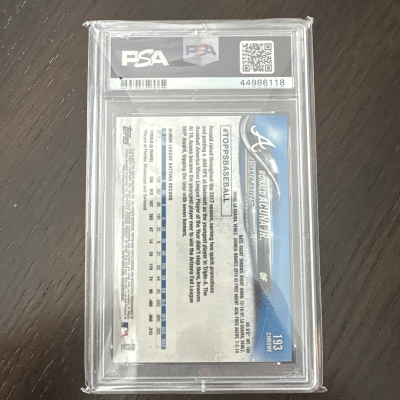 Topps 2018 Chrome Ronald Acuna Jr. Rookie #193 Braves PSA 10 view 2