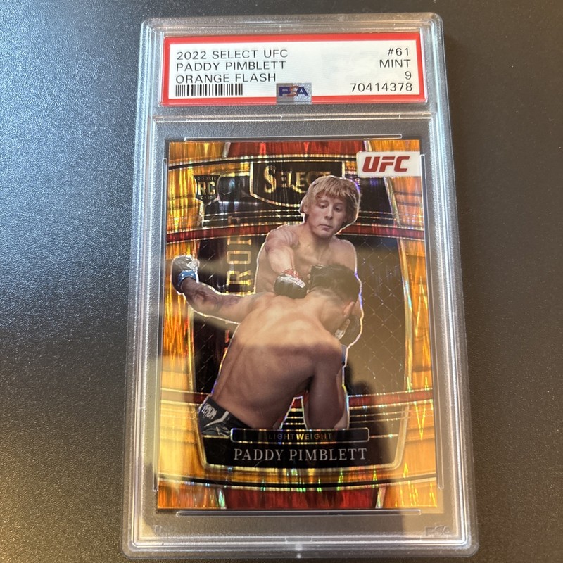 Paddy Pimblett RC #61 Orange Flash RC 2022 Panini Select UFC PSA 9