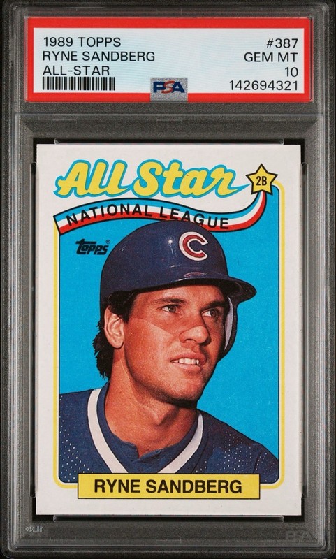 1989 Topps Ryne Sandberg All-Star #387 PSA 10 GEM MT Chicago Cubs 