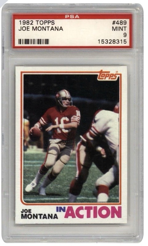 1982 TOPPS IN ACTION #489 JOE MONTANA 49ERS HOF PSA 9