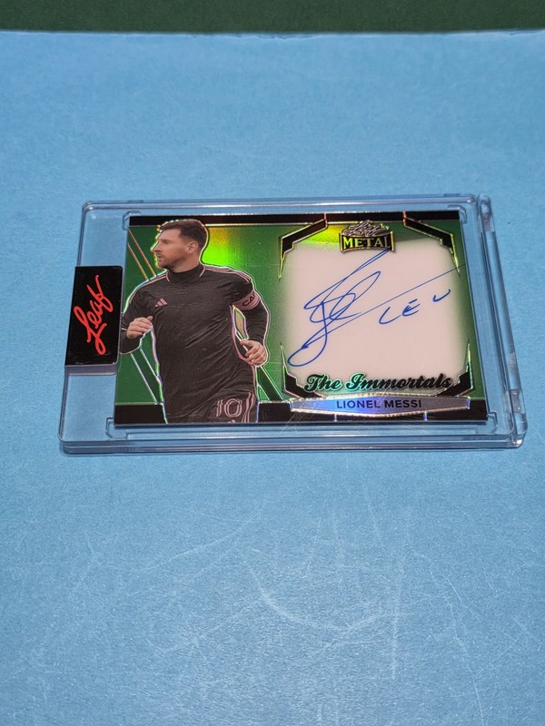 2025 Leaf Metal Authentics - Lionel Messi 66/100 Prismatic Green Immortals Auto