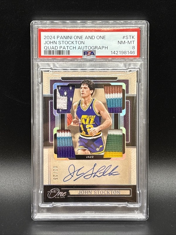2024 Panini One And One John Stockton Quad Jersey Patch Auto /25 Utah Jazz