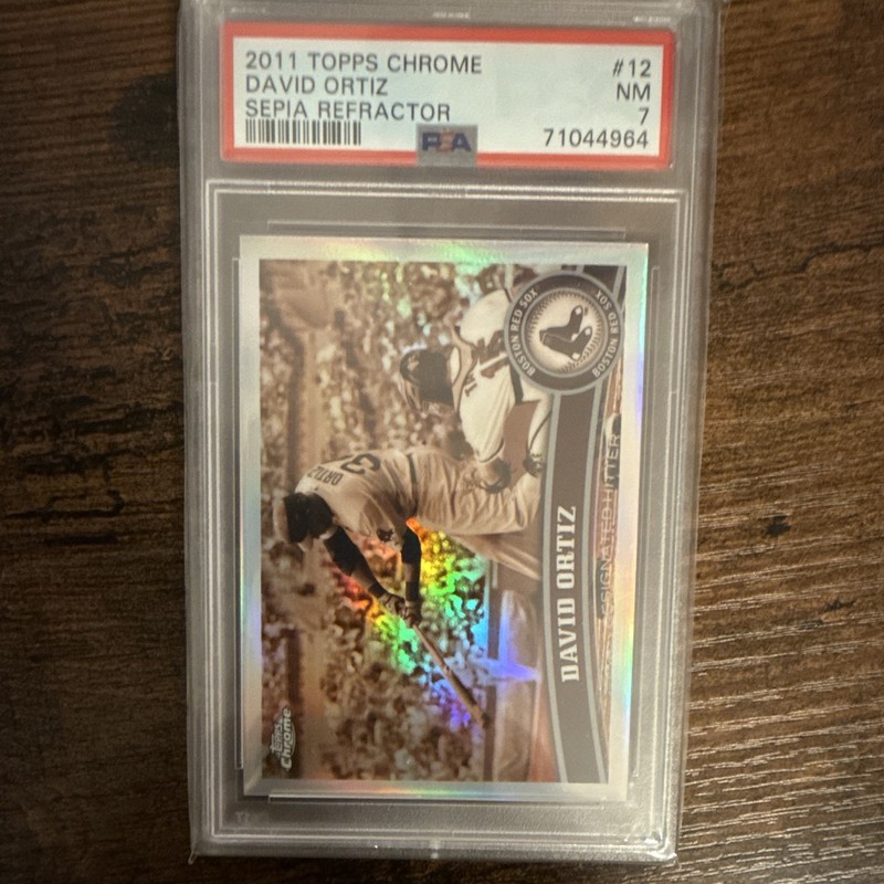 Topps 2011 Chrome David Ortiz #12 Sepia Refractor /99 PSA 7 Red Sox view 1