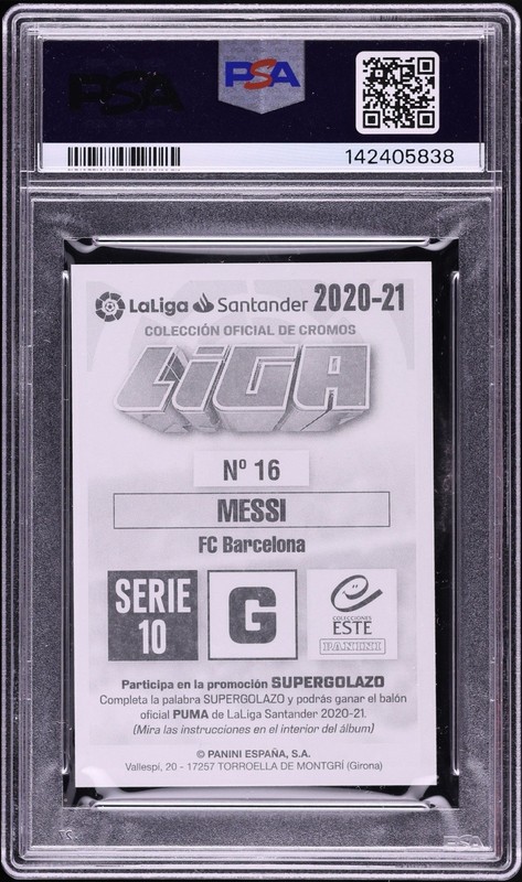 LIONEL MESSI 2020-21 Panini Spanish Liga Serie 10 Autografo PSA 9 #16 Auto Mint view 2