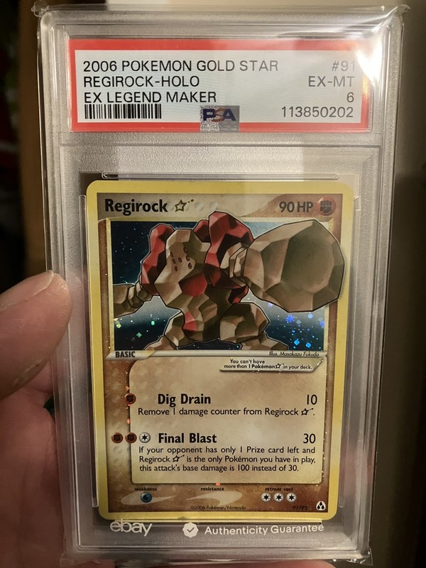 Pokemon Regirock Gold Star EX Legend Maker Holo Ultra Rare #91 PSA 6