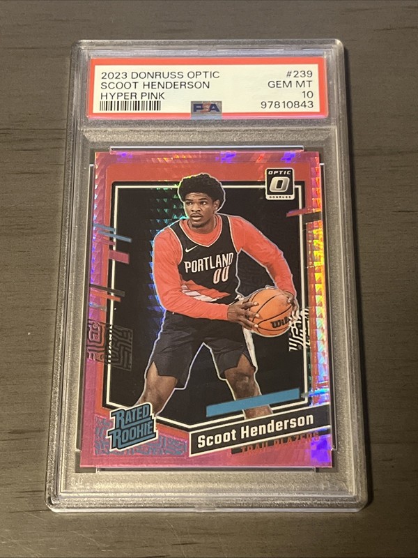 2023-24 Donruss Optic Scoot Henderson Hyper Pink Prizm Rated Rookie #239 PSA 10