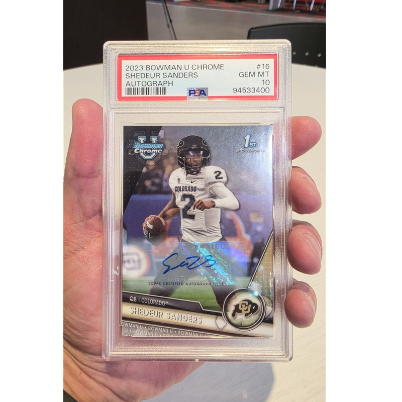 Topps 2023 Bowman U Chrome Shedeur Sanders Autograph Rookie PSA 10 #16 Football