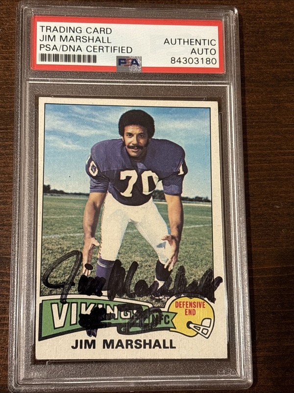 1975 Topps Jim Marshall #157 Signed Auto PSA Authenticated 
