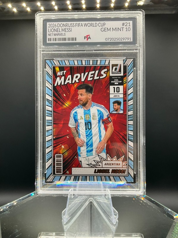 2026 Donruss FIFA World Cup Lionel Messi Net Marvels GRADED GEM MINT PTA 10🔥