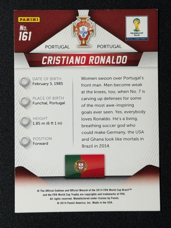 Panini Prizm World Cup 2014 Cristiano Ronaldo Portugal #161 Soccer view 2