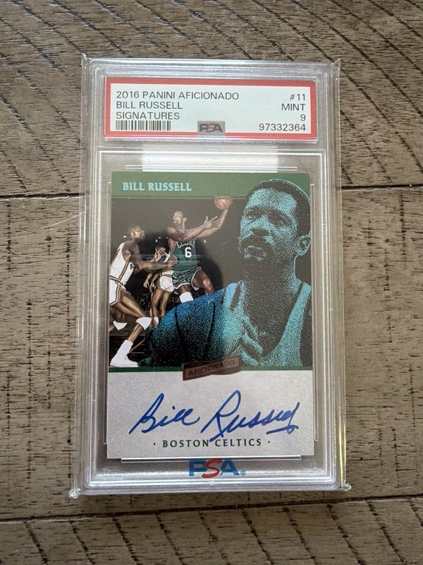 2016 PANINI AFICIONADO SIGNATURES AUTOGRAPH BILL RUSSELL CELTICS PSA 9 008/125
