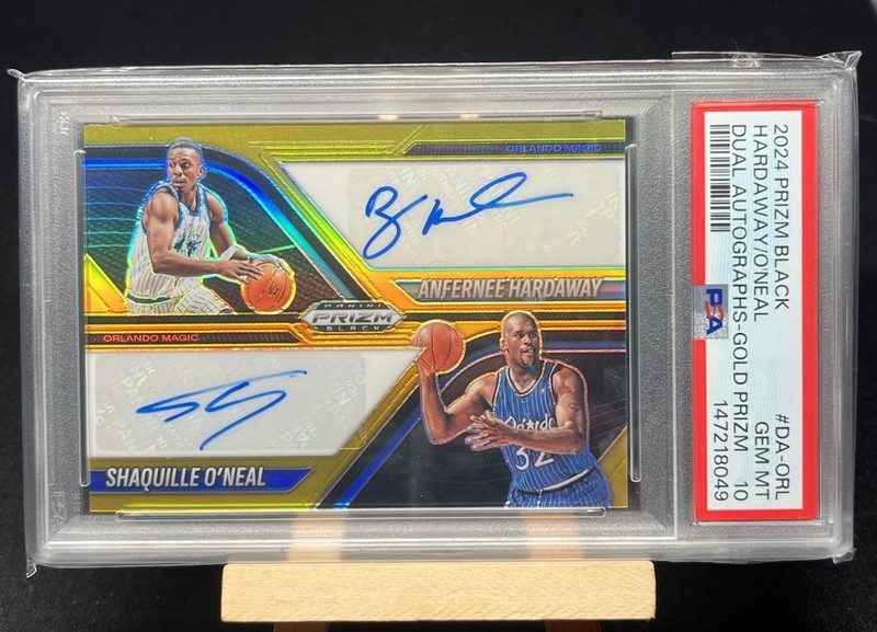 Anfernee Hardaway Shaquille O'Neal 2024 Panini Prizm Black Gold Auto /10 PSA 10
