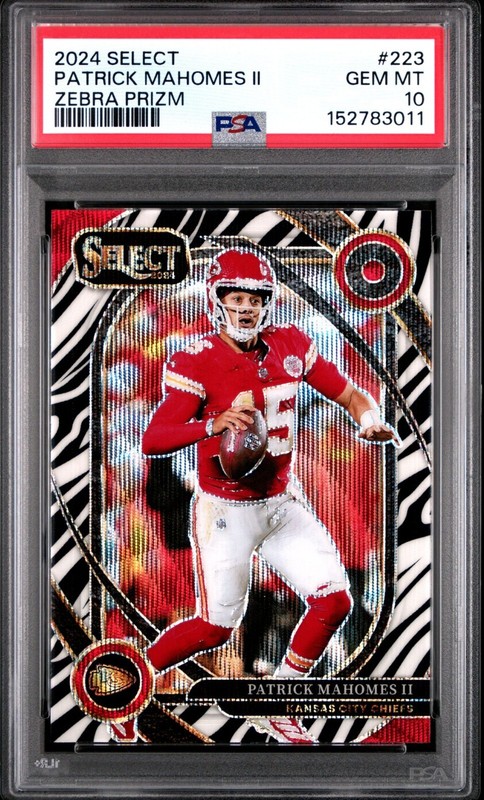 2024 Select Patrick Mahomes II Zebra PSA 10 #223 HOBBY Case Hit Chiefs POP 4 view 2