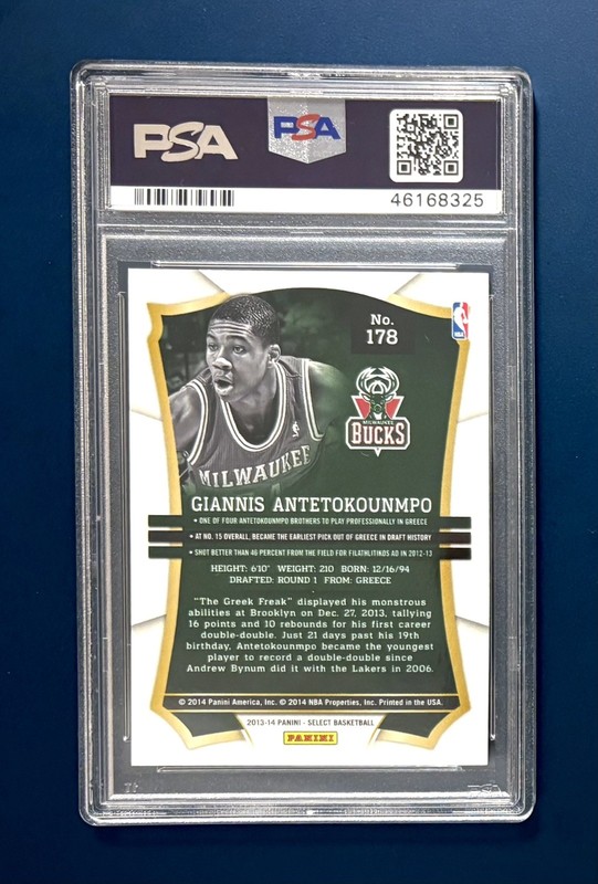 2013-14 Select Giannis Antetokounmpo Rookie RC PSA 10 view 2