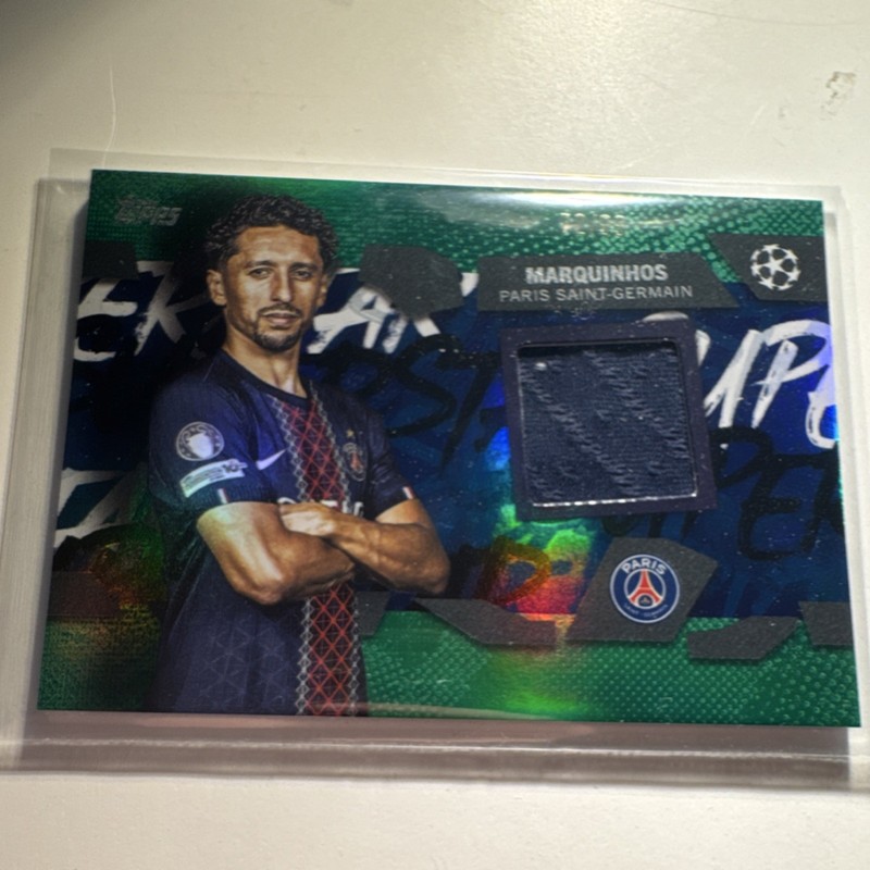 Topps UEFA Superstar Relic Marquinhos TSR-MA Green Foil /99 Paris Saint-Germain