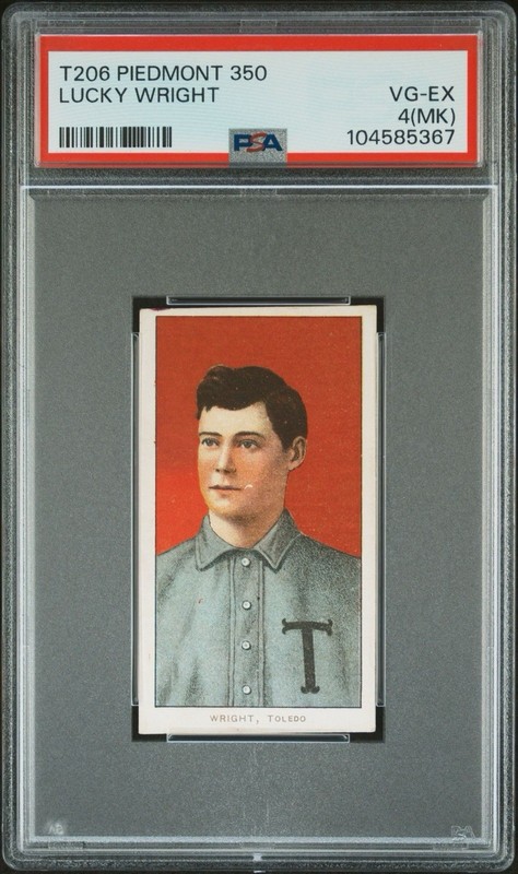 1909-11 T206 PIEDMONT 350 LUCKY WRIGHT PSA 4 MK