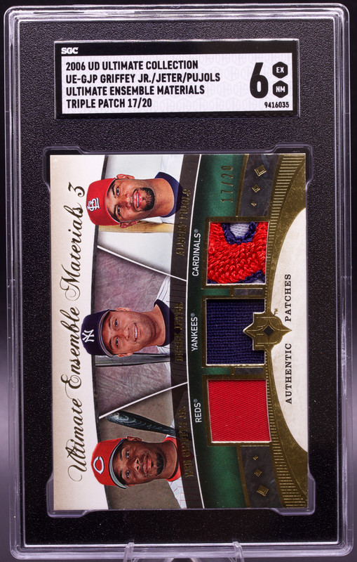 2006 UD Ultimate Collection Griffey Jeter Pujols Game Used Patch /20 SGC 6