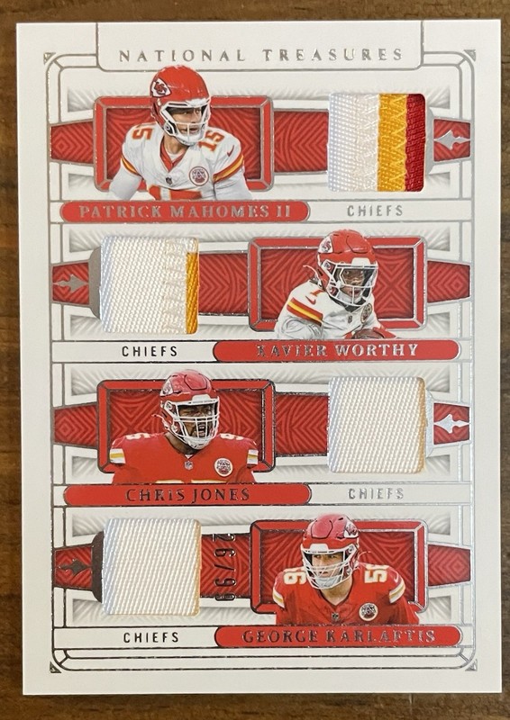 Panini 2025 National Treasures NFL Gear Quad Materials Chiefs Mahomes #NQM-KC
