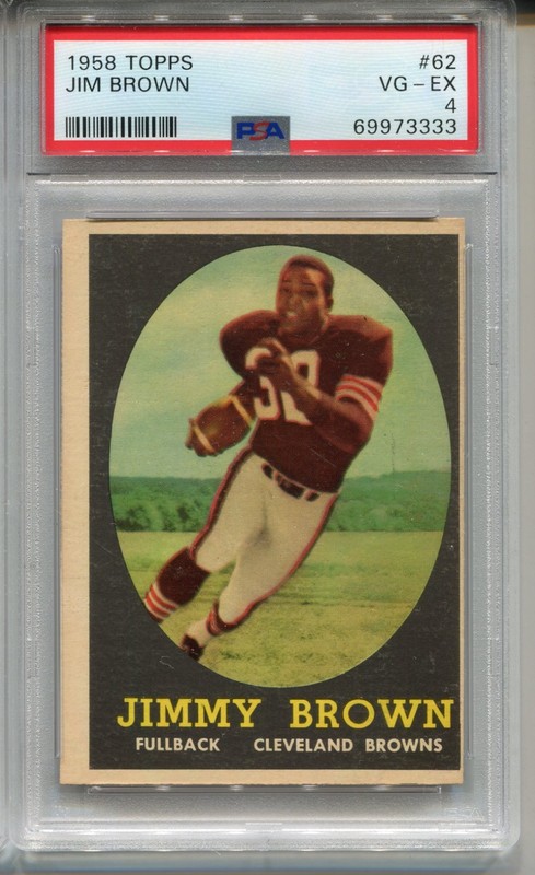 1958 Topps Jim Brown Rookie Card PSA 4 Football #62 Graded