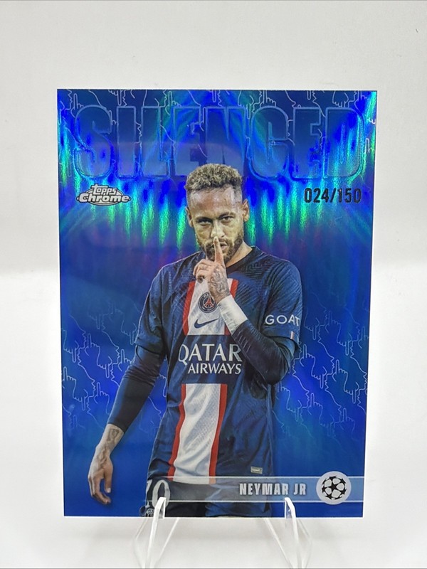 NEYMAR JR 2025-26 TOPPS CHROME UCL SILENCED BLUE REFRACTOR /150 