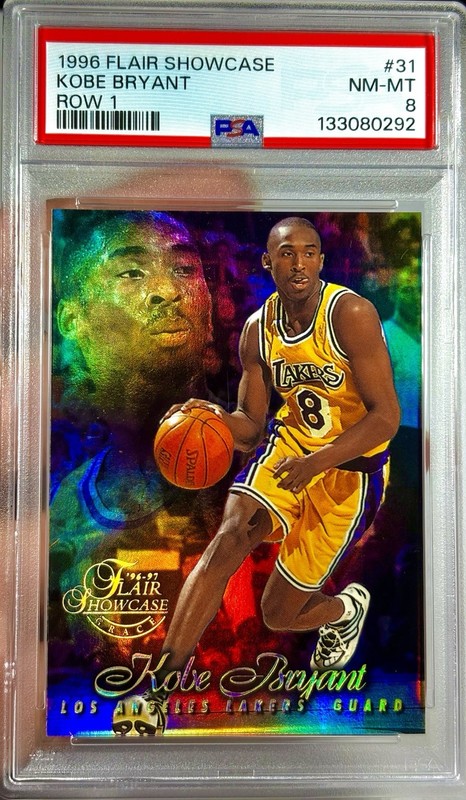 Kobe Bryant 1996 Flair Showcase Row 1 ROOKIE Refractor PSA 8 Lakers 🐐 📈
