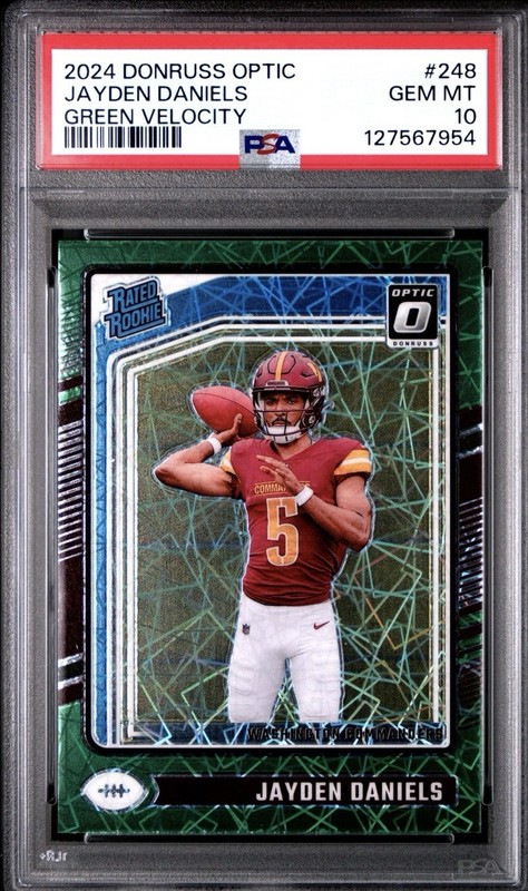 2024 Donruss Optic Jayden Daniels Rated Rookie Green Velocity PSA 10 Gem Mint 💎