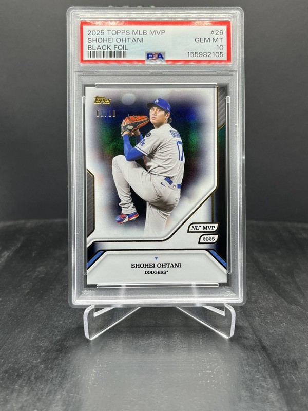 2025 Topps MLB MVP Shohei Ohtani 2025 NL MVP Black Foil 01/10 PSA 10 #26 Bookend
