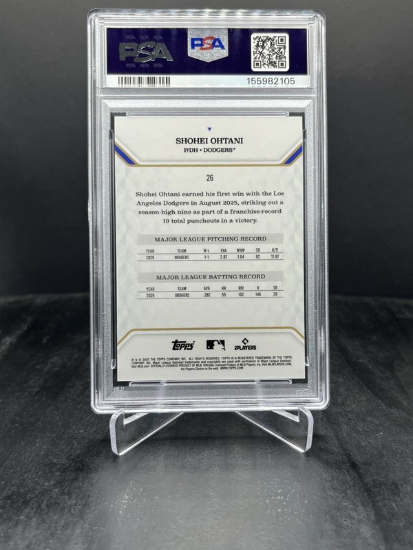 2025 Topps MLB MVP Shohei Ohtani 2025 NL MVP Black Foil 01/10 PSA 10 #26 Bookend view 2