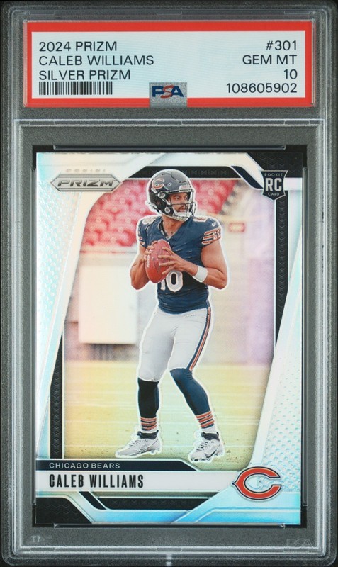 🔥 2024 PANINI PRIZM CALEB WILLIAMS #301 SILVER PRIZM ROOKIE GEM MINT PSA 10 🔥