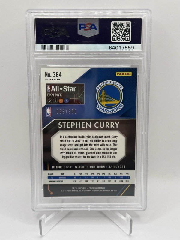2015-16 Panini Prizm 2015 All-Star Team Stephen Curry Ruby Wave #’d /350 PSA 10 view 2