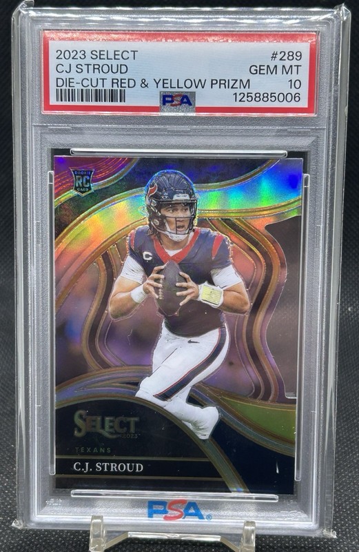 2023 Select Football CJ Stroud #289 Red Yellow Die Cut Club Level RC PSA 10 Gem