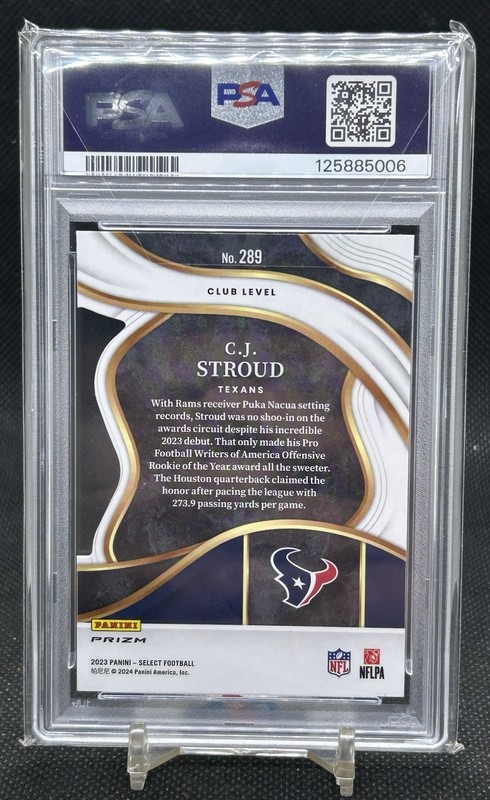2023 Select Football CJ Stroud #289 Red Yellow Die Cut Club Level RC PSA 10 Gem view 2