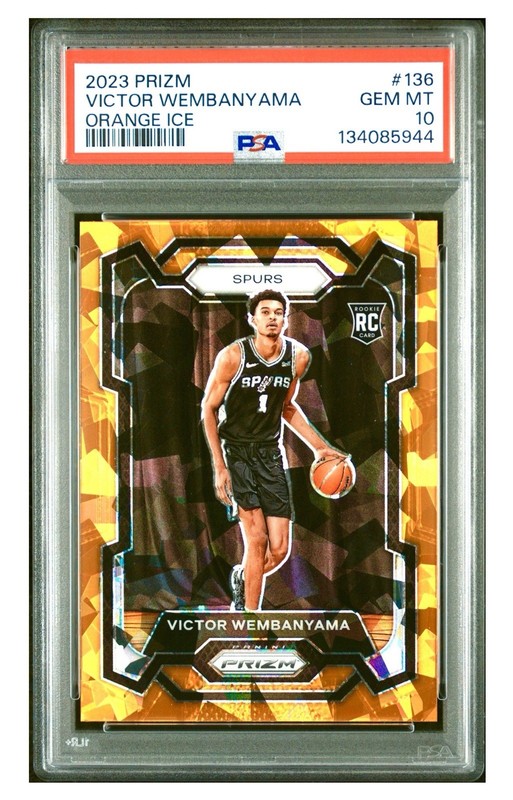 2023 Prizm Orange Ice #136 Victor Wembanyama RC Rookie PSA 10 Gem Mint Spurs