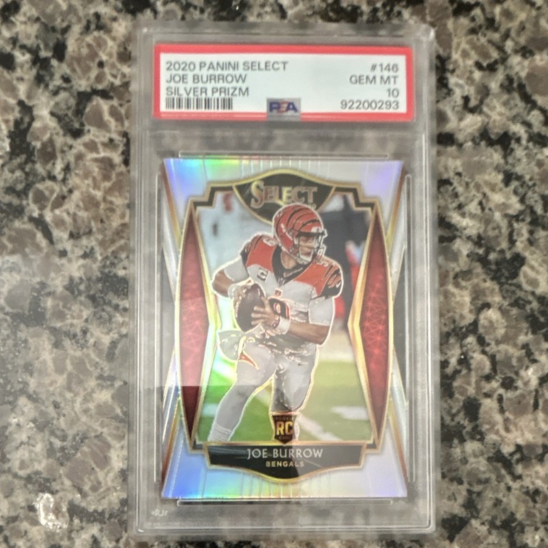 Panini 2020 Select Premier Level Joe Burrow Silver Prizm RC #146 Bengals PSA 10