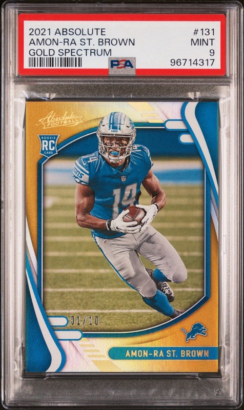 2021 Panini Absolute - Rookies Amon-Ra St. Brown #131 Gold Spectrum /10 (RC) PSA