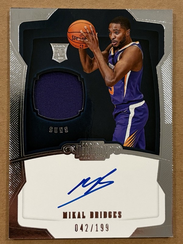 2018-19 Panini Dominion Mikal Bridges On-Card Rookie Patch Auto #'d /199 RPA