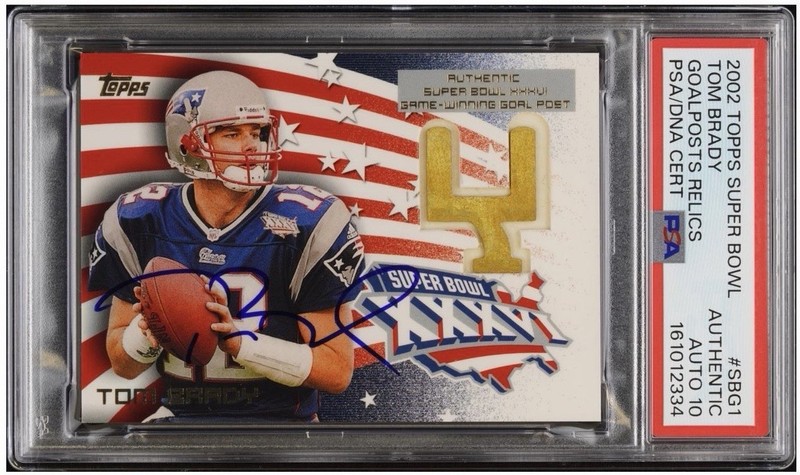 2002 Topps Super Bowl Goal Posts Tom Brady #SBG1 PSA AUTHENTIC AUTO 10 POP 1