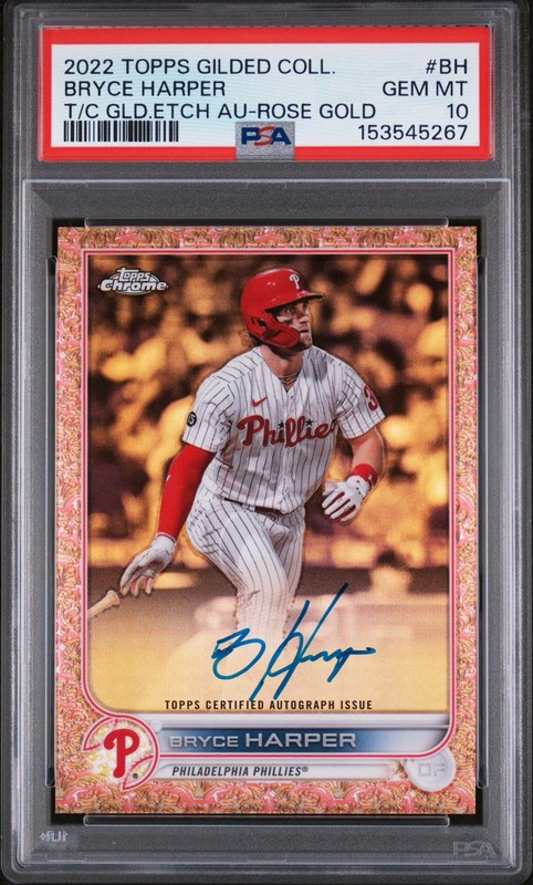 2022 Topps Gilded Collection Bryce Harper Rose Gold Auto /25 PSA 10 🔥