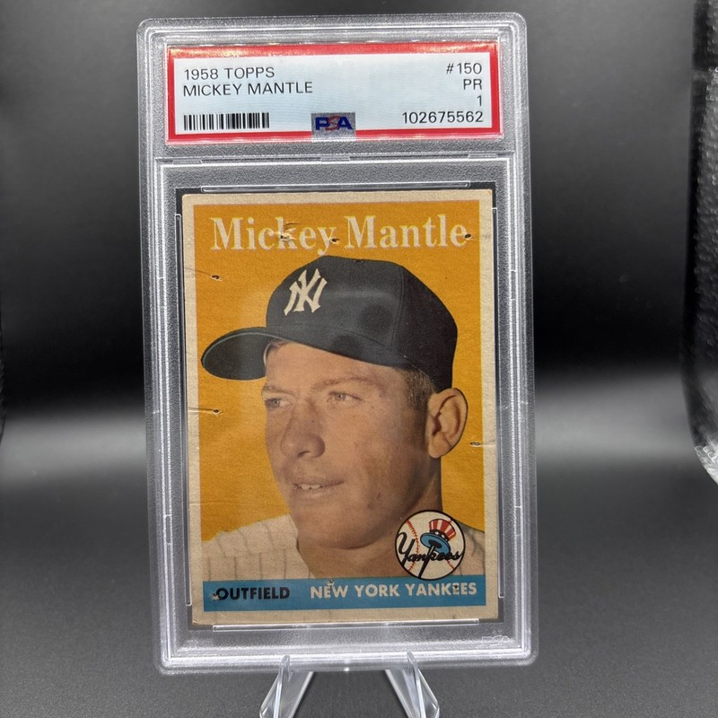 1958 TOPPS MICKEY MANTLE BASEBALL CARD #150 GRADED PSA-1  PR
