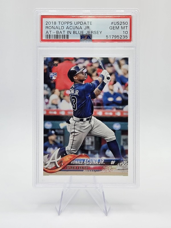 Ronald Acuna Jr. 2018 Topps Update RC At Bat Blue PSA 10 #US250